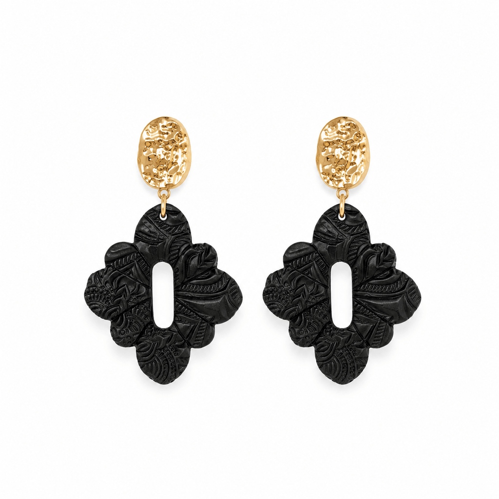 SOPHIA – Boucles d'oreilles en argile 3 couleurs dorées