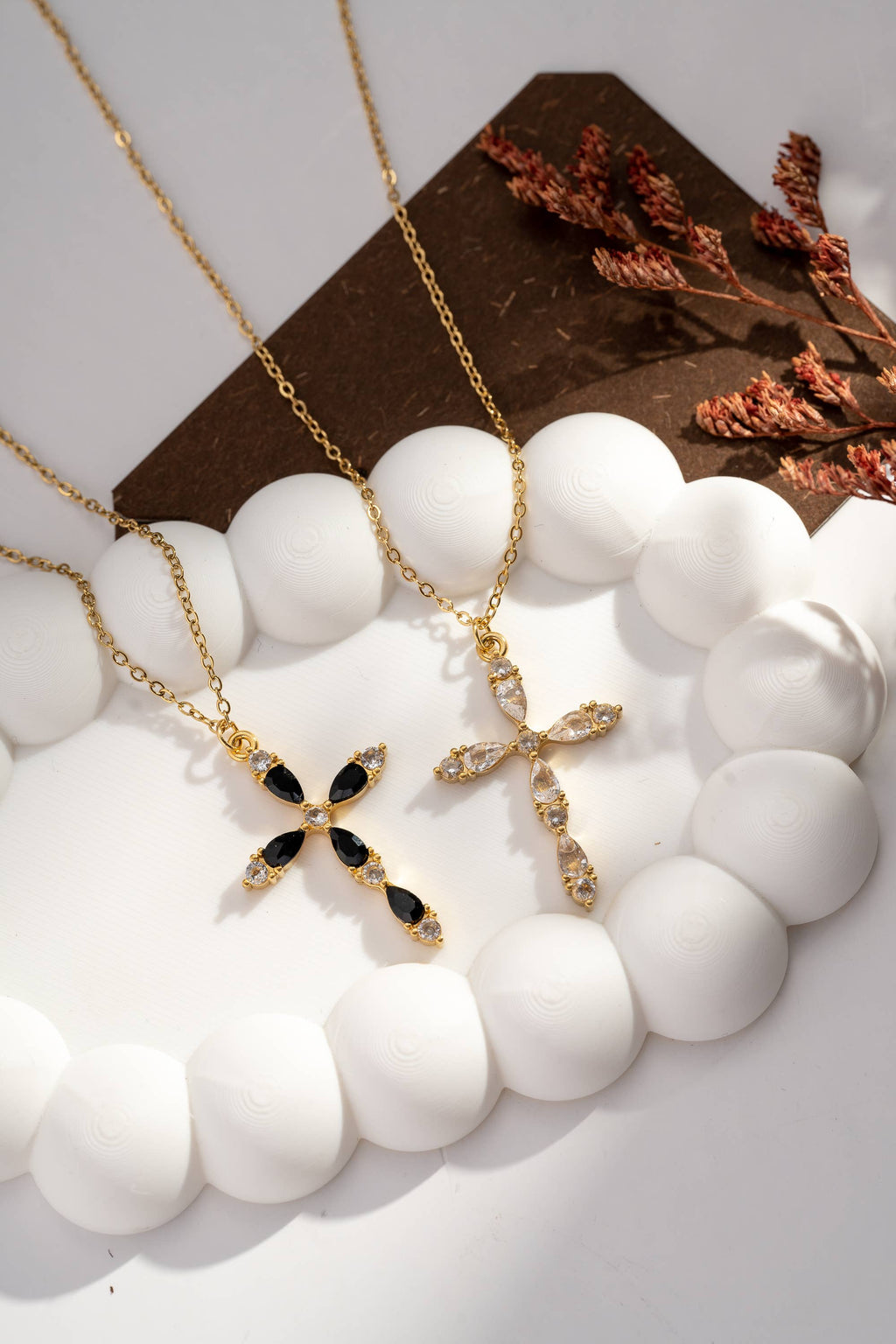 Collier Acier Inoxydable Croix Cristal & Brillant