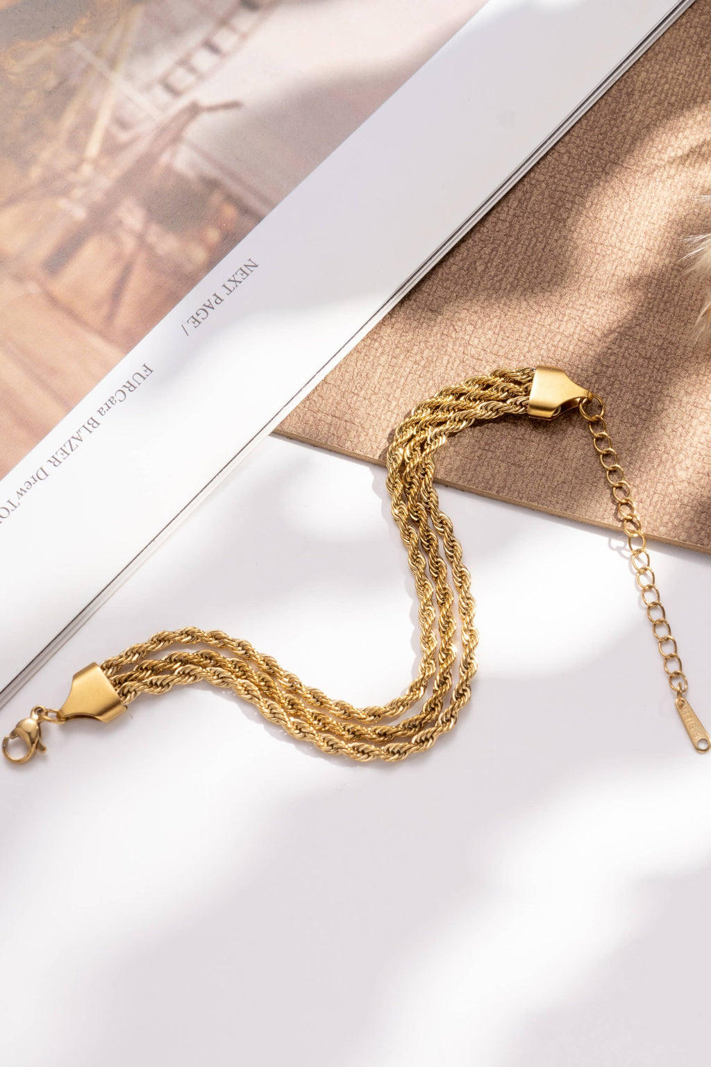 Bracelet torsadé acier inoxydable doré argenté chaîne rope