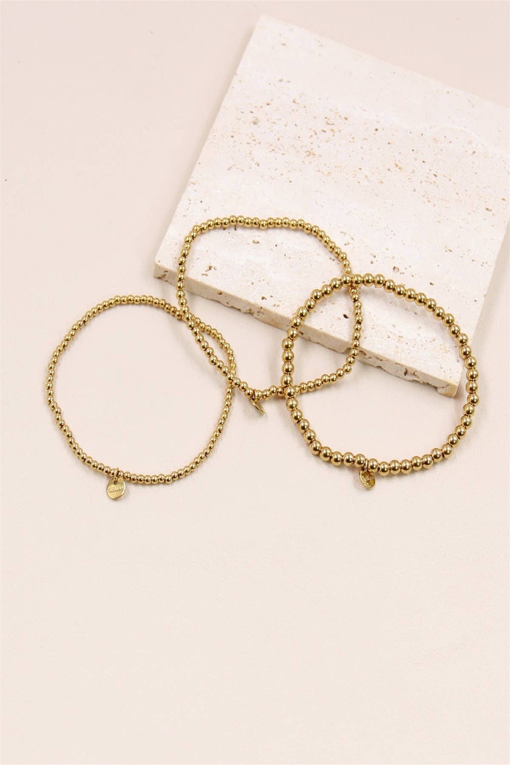 Lot De 3 Bracelets Perles Élastiques En Acier Inoxydable