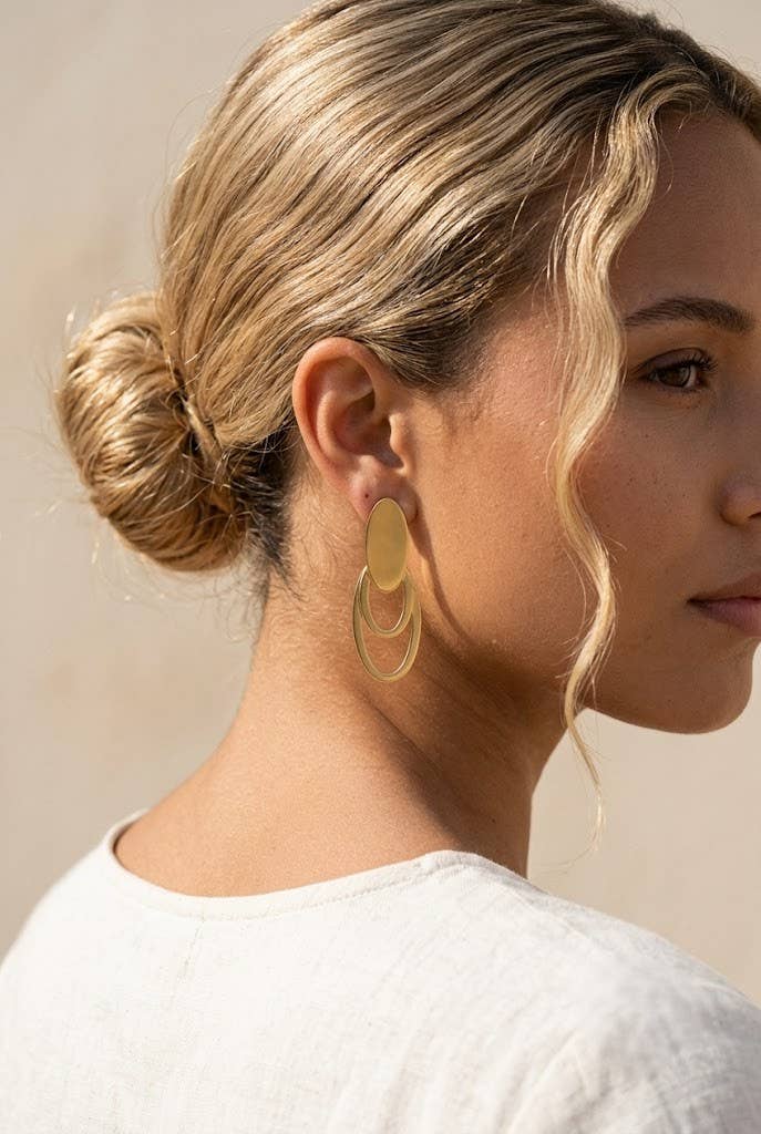 Boucles d’oreilles ovales acier doré argenté modernes