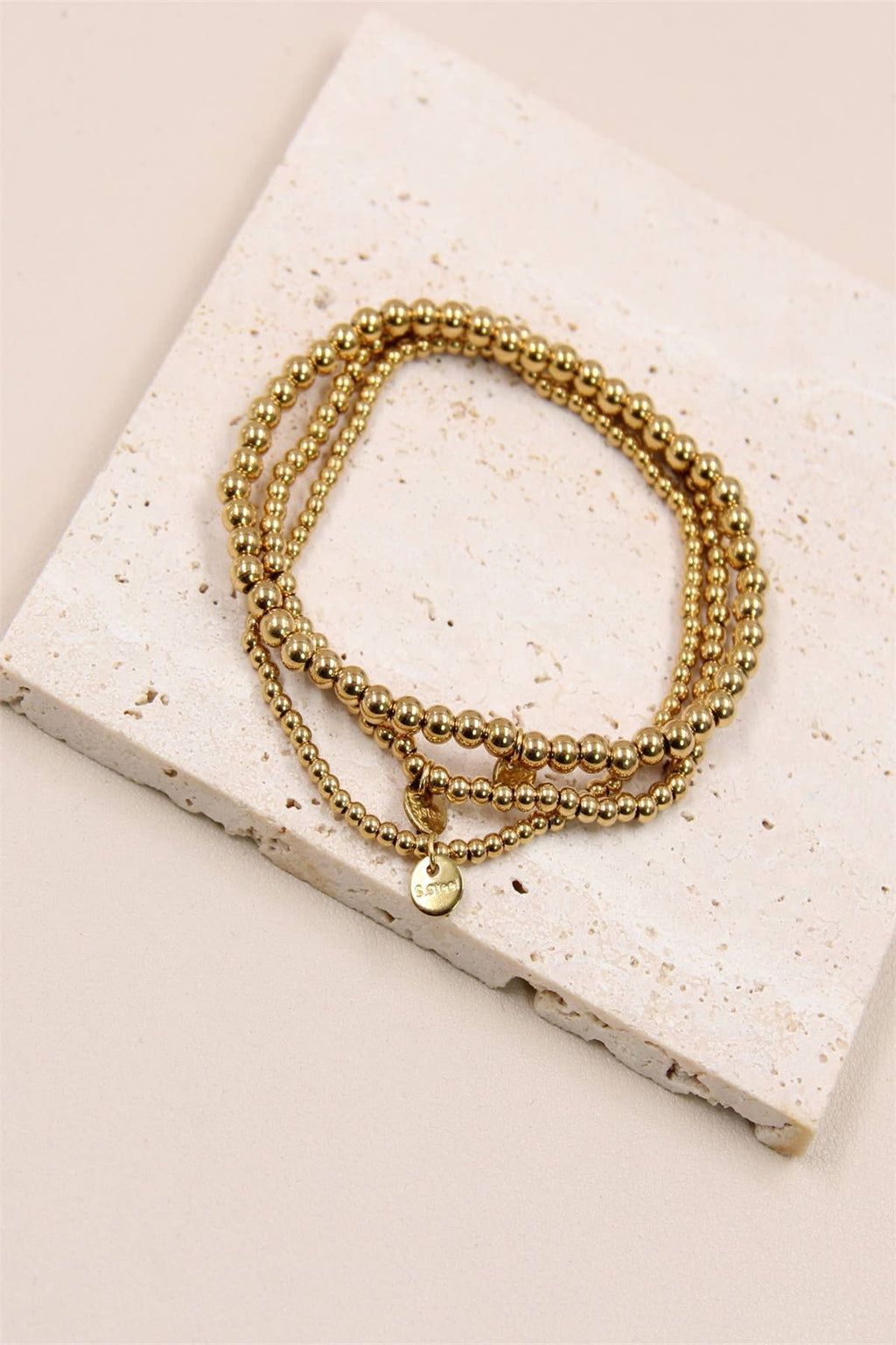 Lot De 3 Bracelets Perles Élastiques En Acier Inoxydable