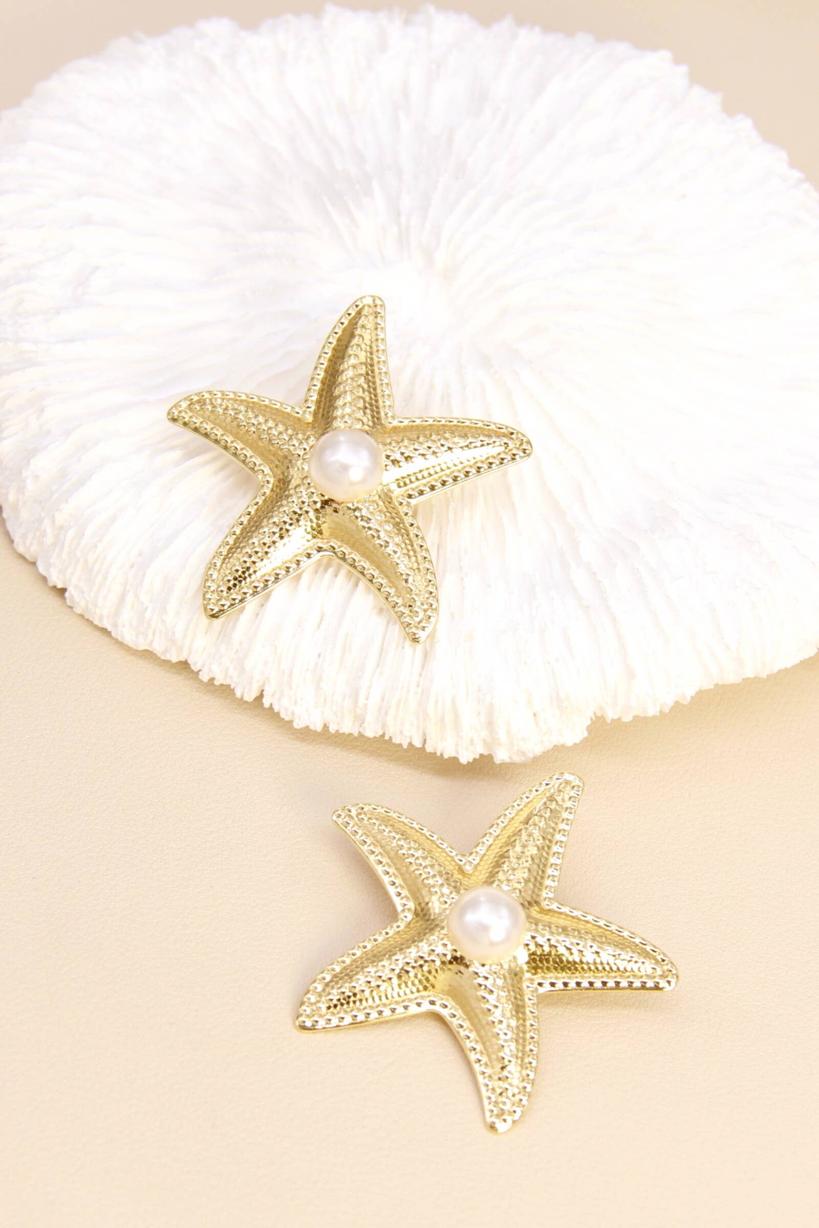 Boucles D'Oreilles Étoile De Mer En Acier Avec Perle Nacrée Z5