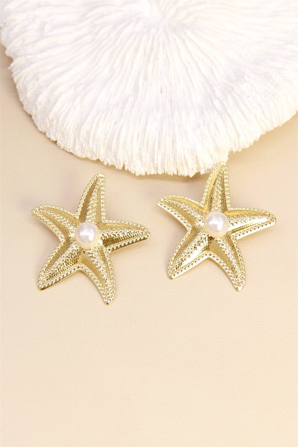 Boucles D'Oreilles Étoile De Mer En Acier Avec Perle Nacrée Z5