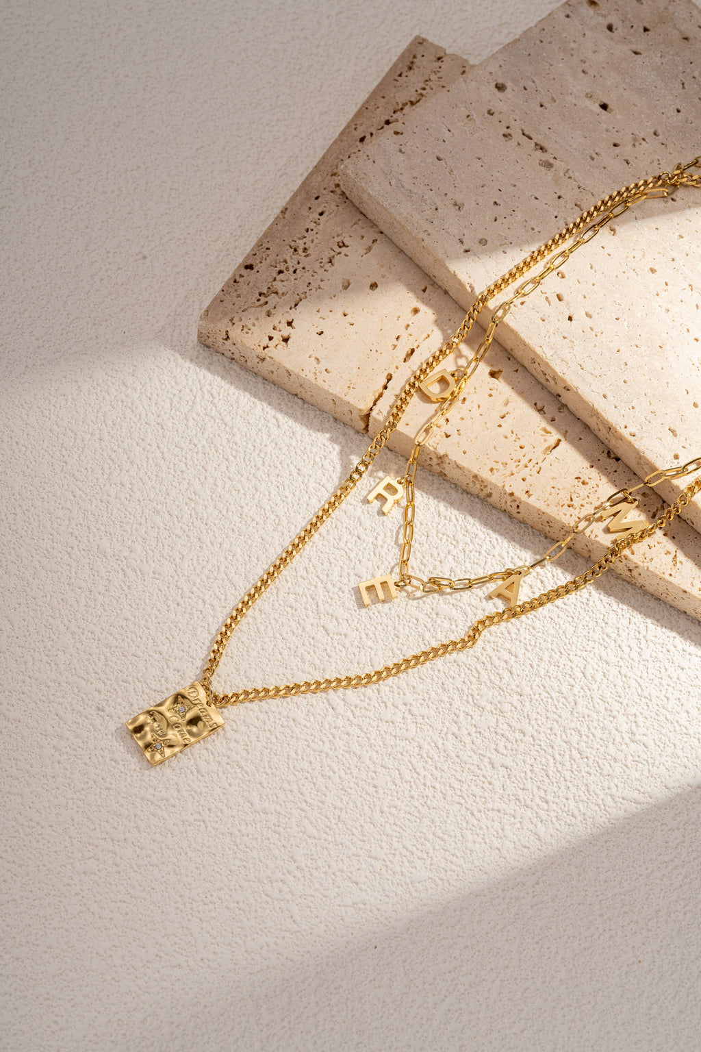 Collier en Acier Inoxydable double Rang Avec Inscription